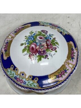 C.A. and Limoges French Porcelain Trinket Bowl with Lid 5.25" Wide 3" Tall